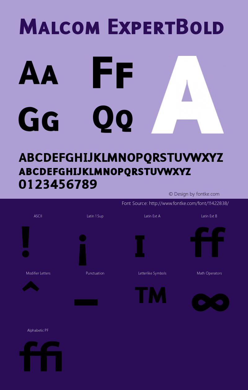 Malcom ExpertBold Version 001.000 Font Sample