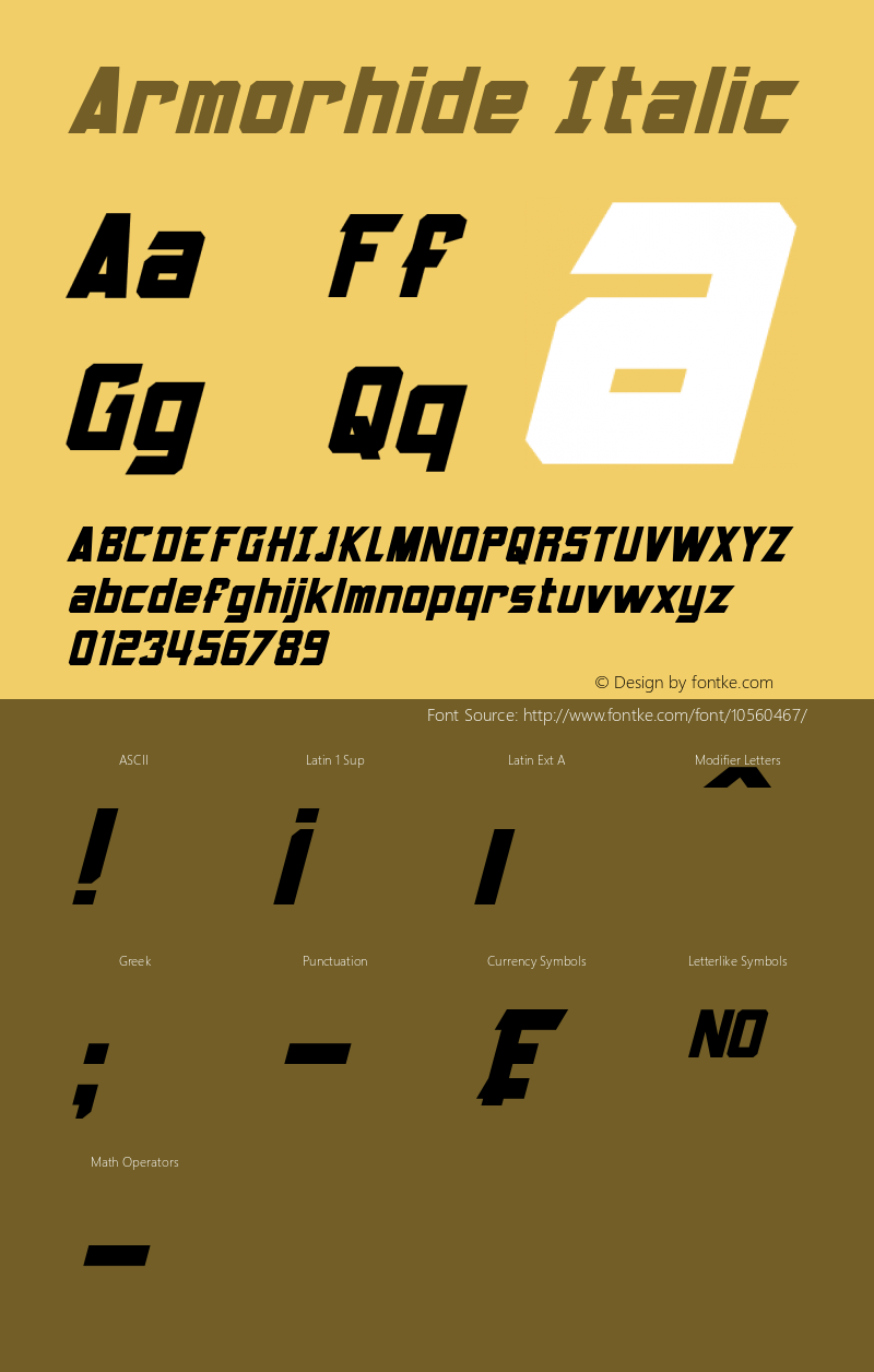 Armorhide Italic Version 1.10 June 16, 2014 Font Sample