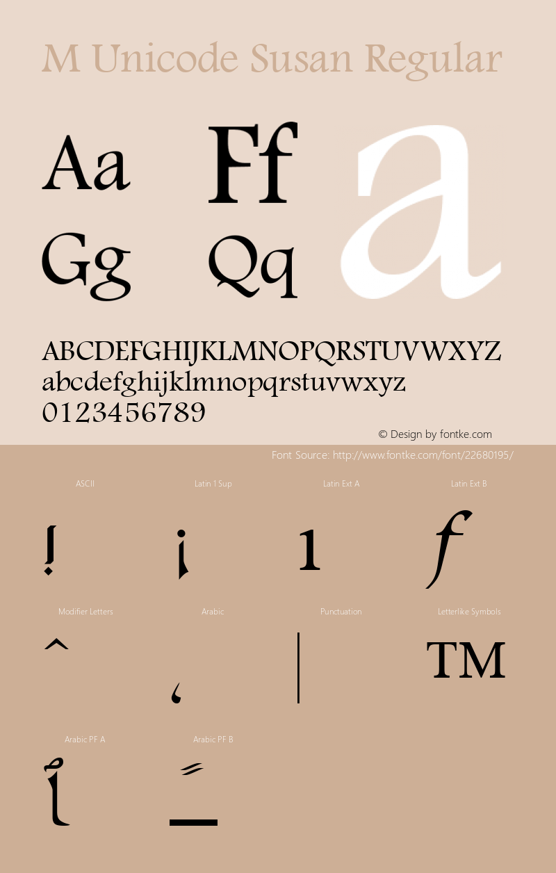 M Unicode Susan 1.0 - 1422 Font Sample