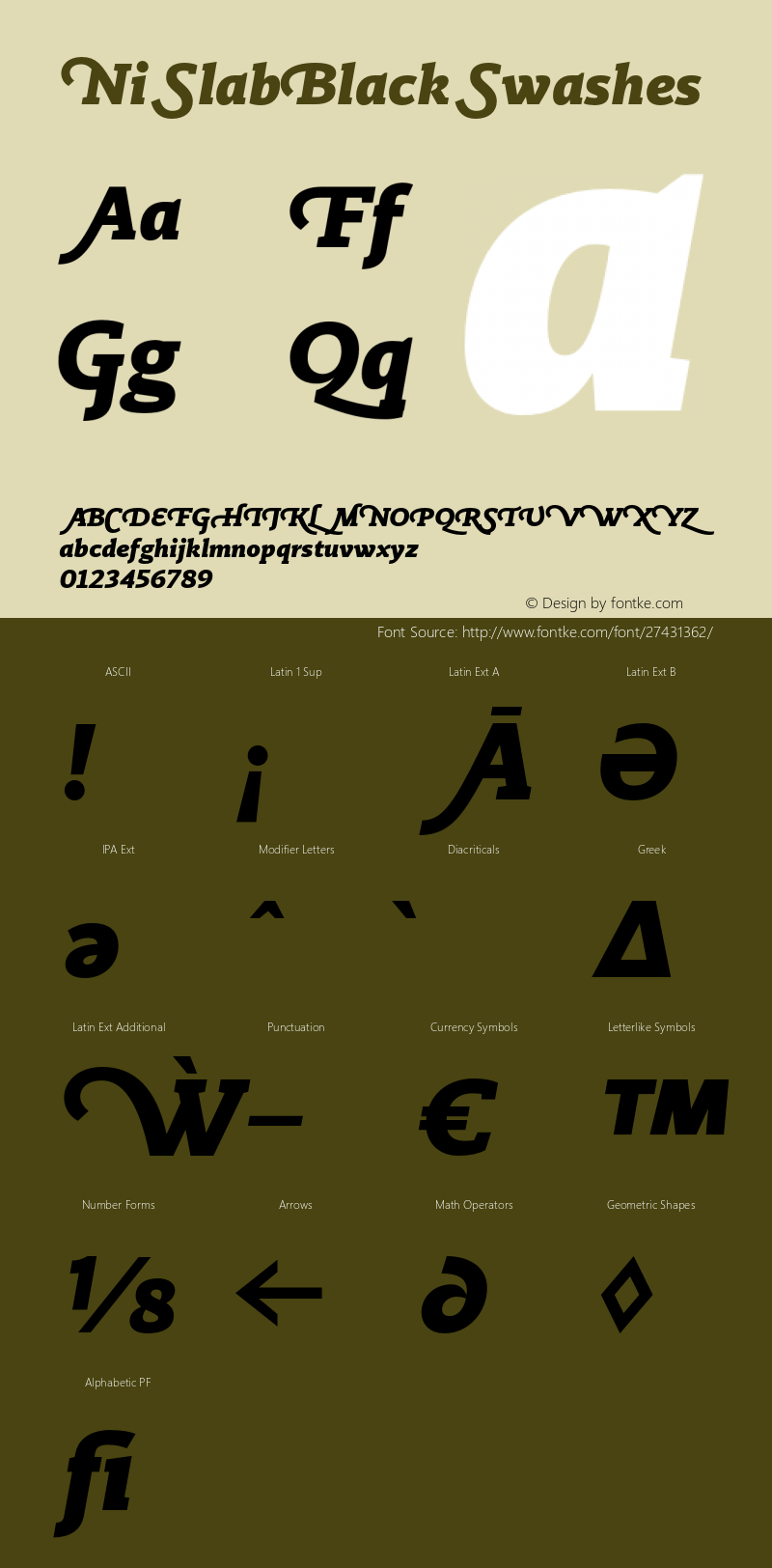 Ni Slab Black Swashes Version 1.000;PS 001.000;hotconv 1.0.88;makeotf.lib2.5.64775 Font Sample