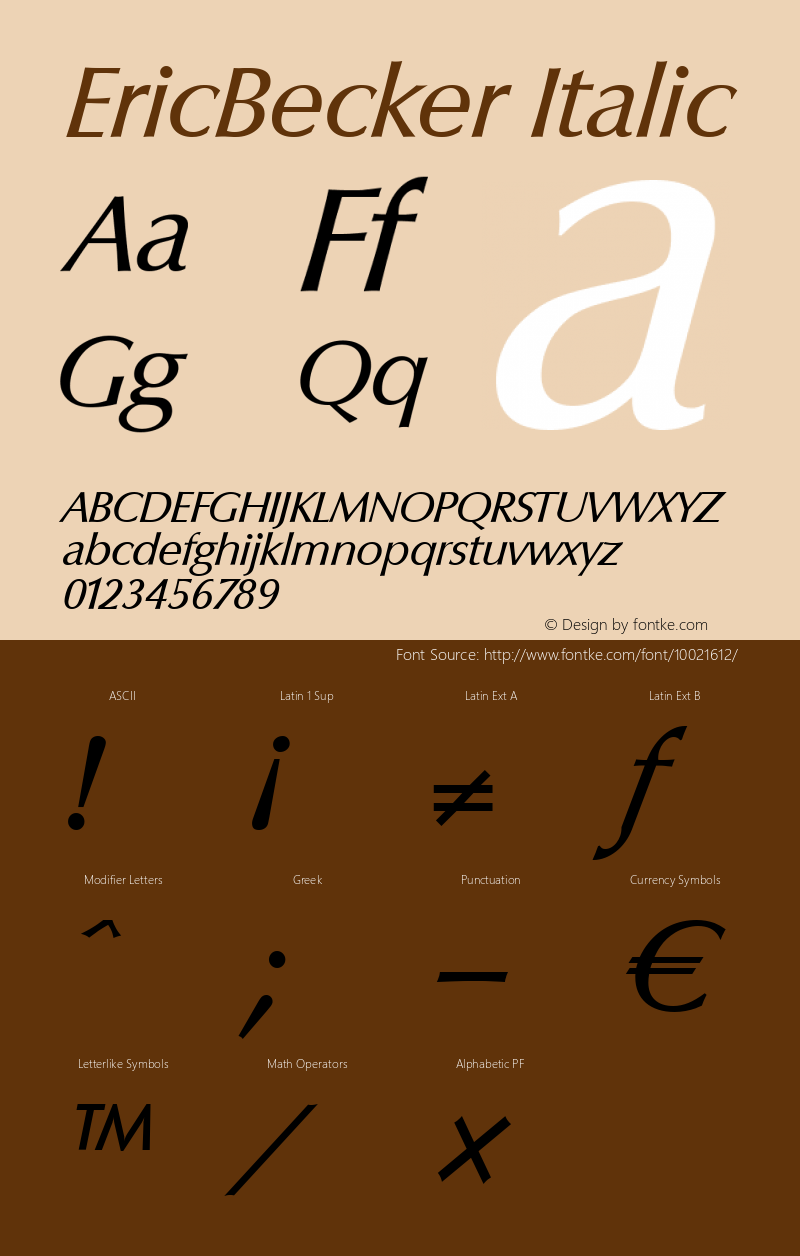 EricBecker Italic 001.000 Font Sample