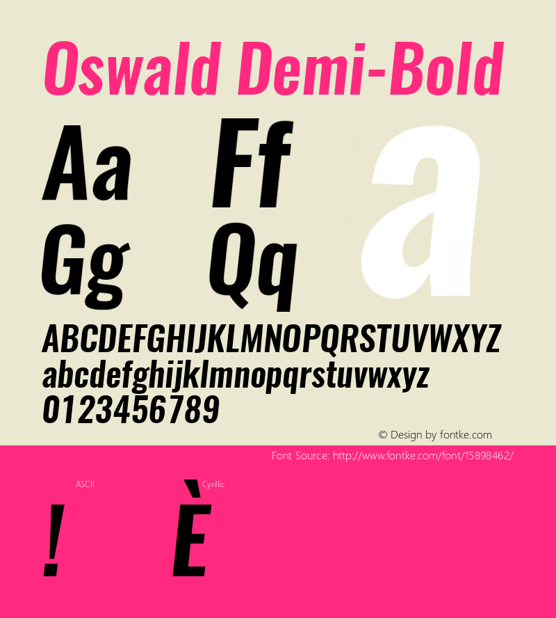 Oswald Demi-Bold 3.0; ttfautohint (v1.4.1) Font Sample