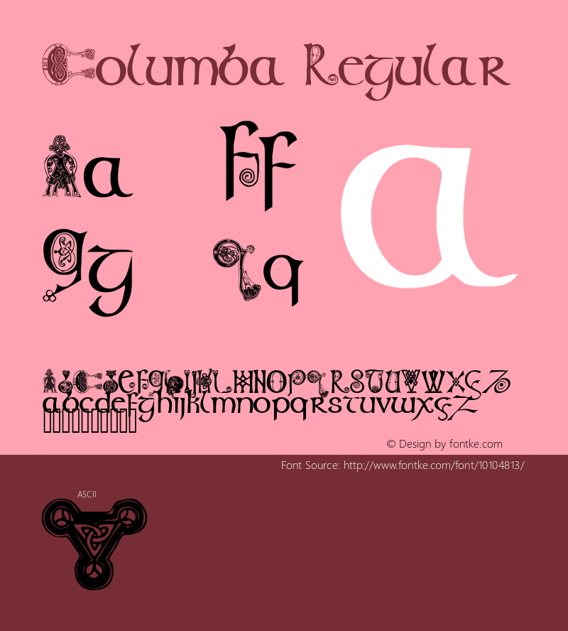 Columba Regular Altsys Fontographer 3.5  1/14/93 Font Sample