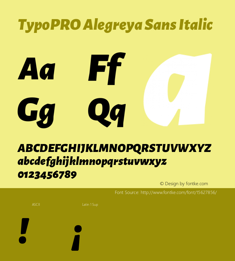 TypoPRO Alegreya Sans Italic Version 1.000;PS 001.000;hotconv 1.0.70;makeotf.lib2.5.58329 DEVELOPMENT Font Sample