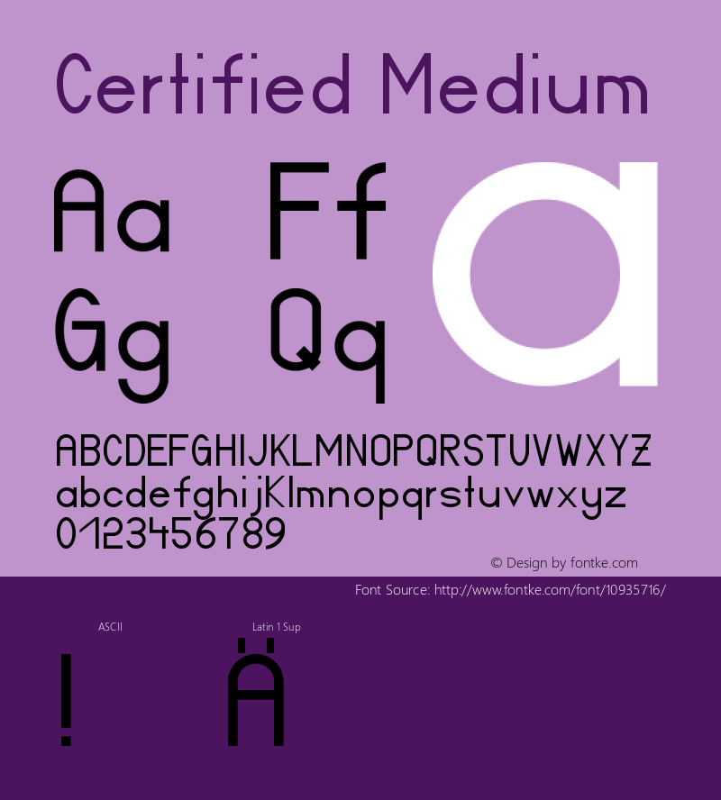 Certified Medium Version 001.000 Font Sample