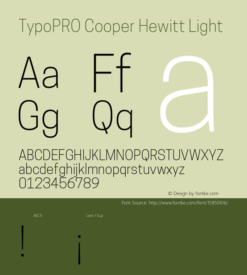 TypoPRO Cooper Hewitt Light 1.000 Font Sample