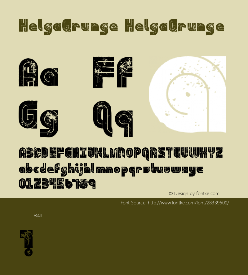 HelgaGrunge Version 1.000 Font Sample
