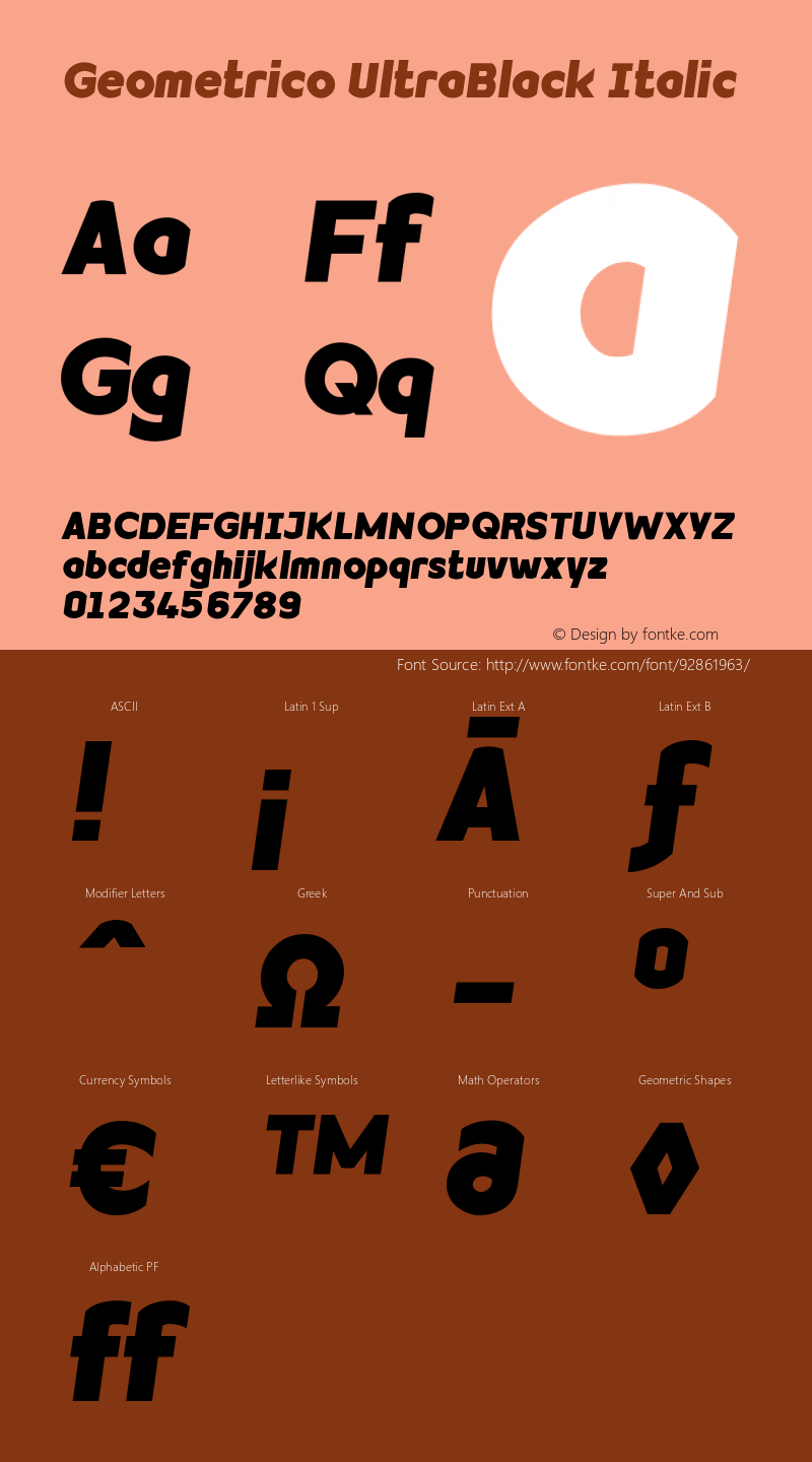 GeometricoUltraBlack Italic Version 2.000 | web-TT Font Sample