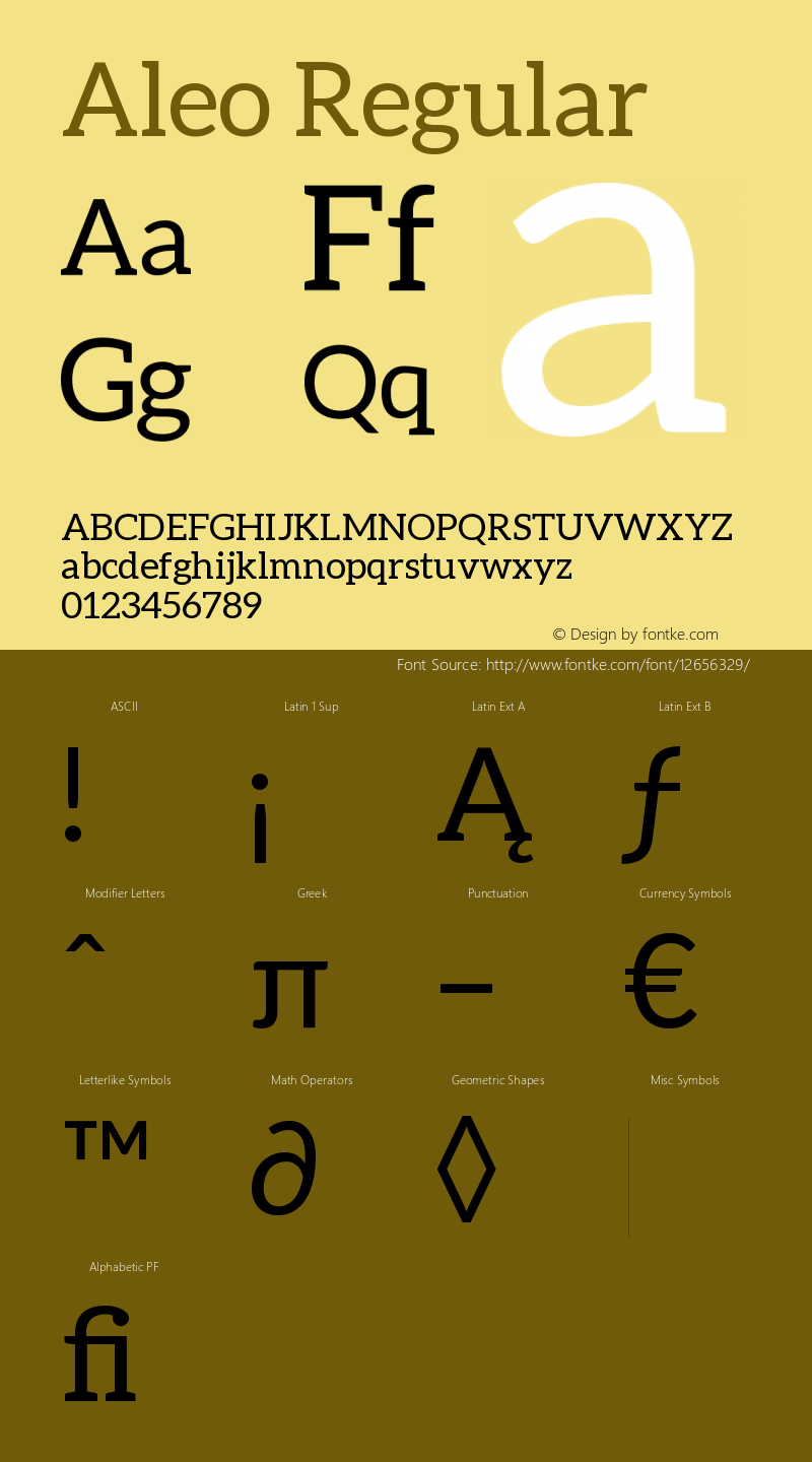 Aleo Regular Version 1.1 Font Sample