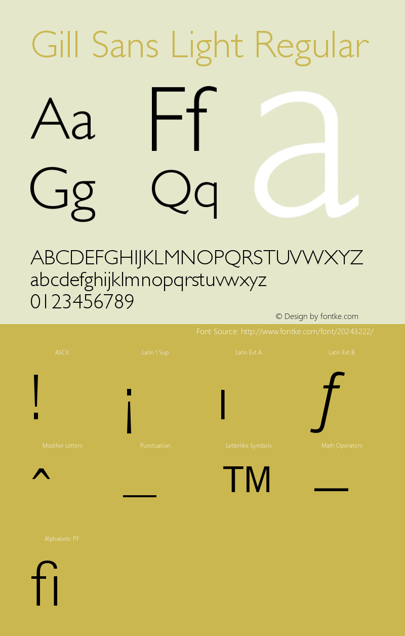 GillSans-Light 001.001 Font Sample