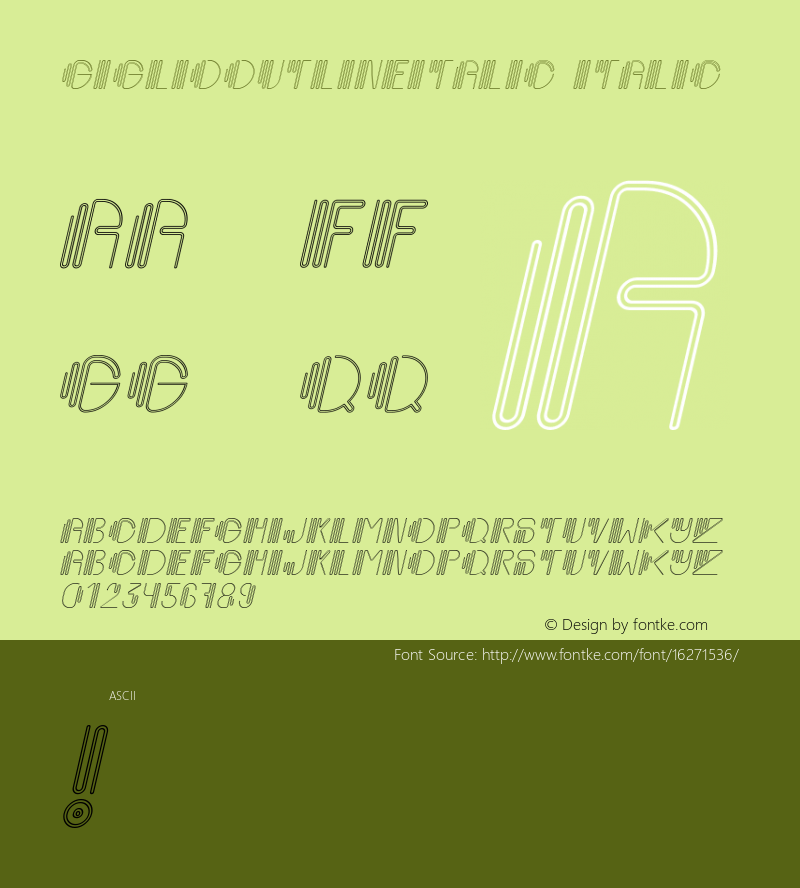 GiglioOutlineItalic Italic Version 001.000 Font Sample