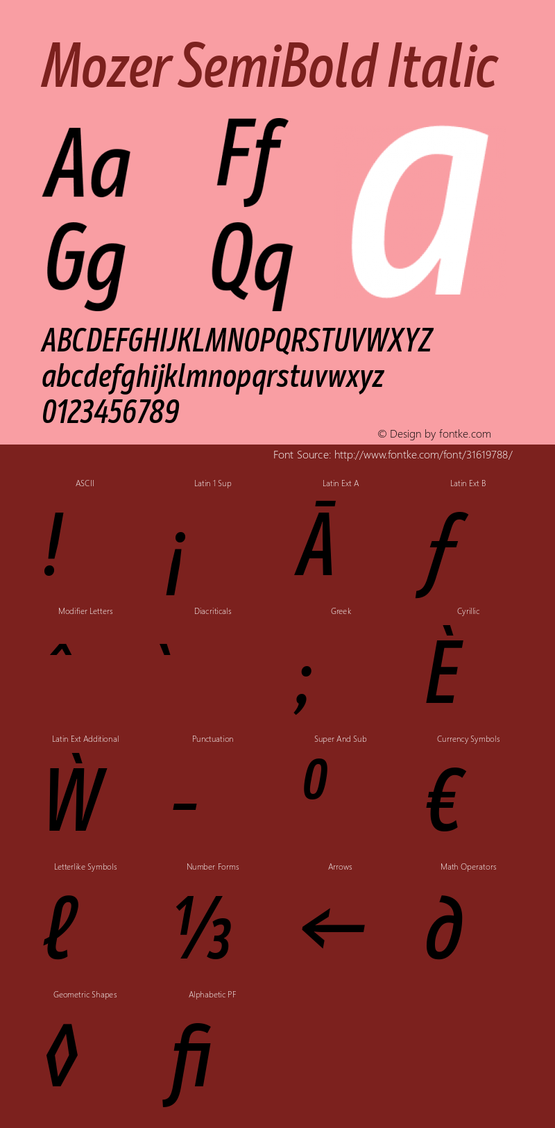 Mozer SemiBold Italic Version 1.000;hotconv 1.0.109;makeotfexe 2.5.65596;YWFTv17 Font Sample