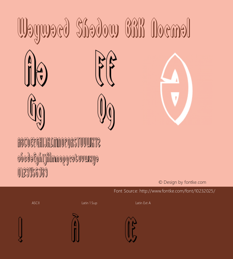 Wayward Shadow BRK Normal Version 1.25 Font Sample