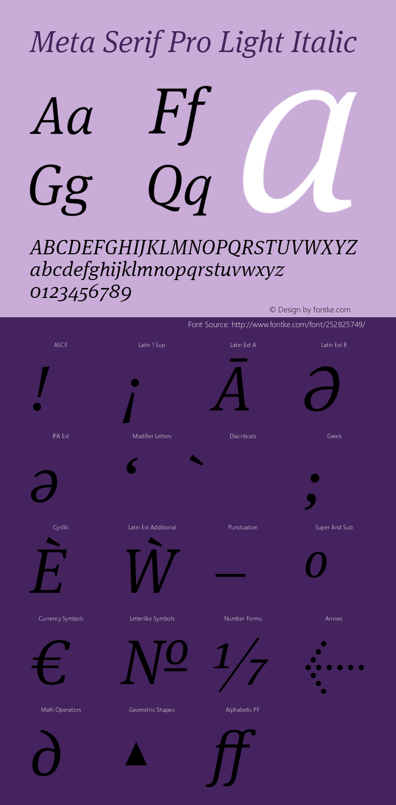 Meta Serif Pro Light Italic Version 7.600, build 1030, FoPs, FL 5.04图片样张