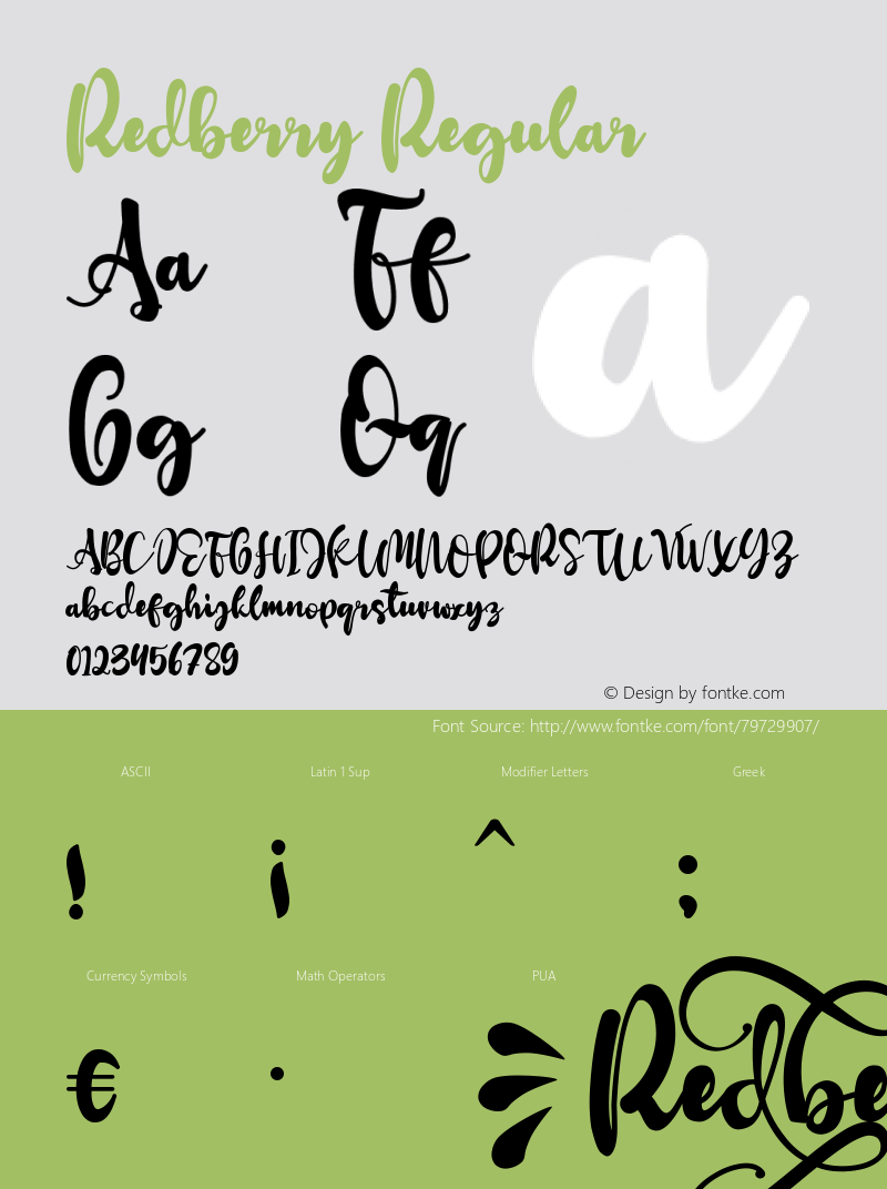 Redberry Version 1.00;September 25, 2020;FontCreator 11.5.0.2427 32-bit Font Sample