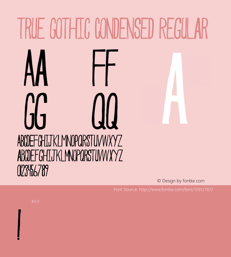 True Gothic Condensed Regular Version 1.001 Font Sample