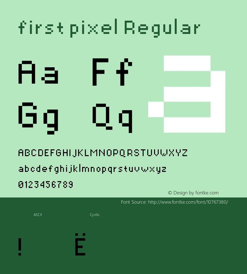 first pixel Regular Version 1.0 Font Sample