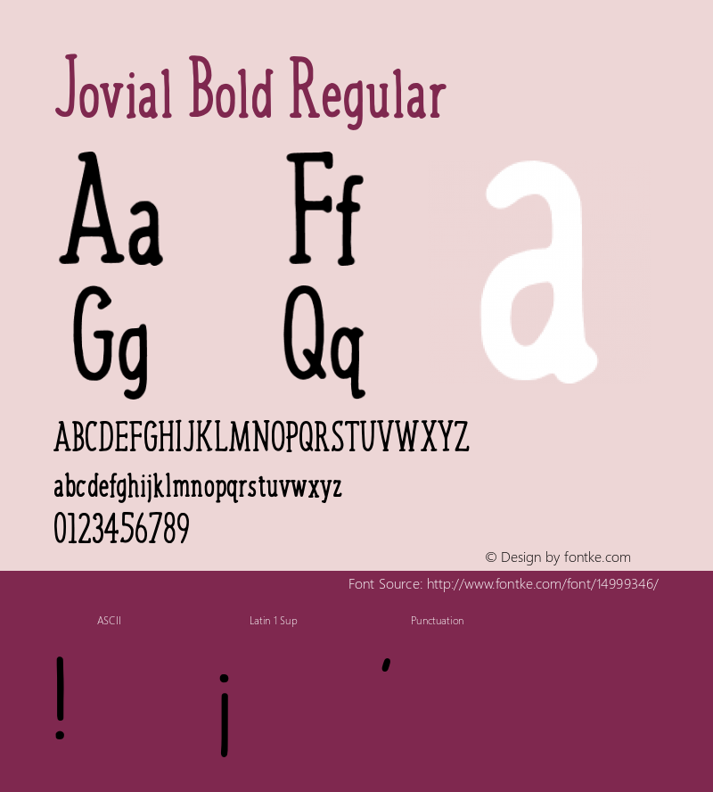 Jovial Bold Regular Unknown Font Sample