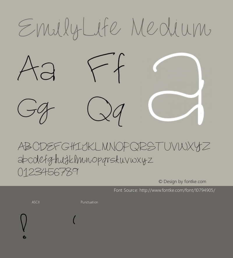 EmilyLife Medium Version 001.000 Font Sample