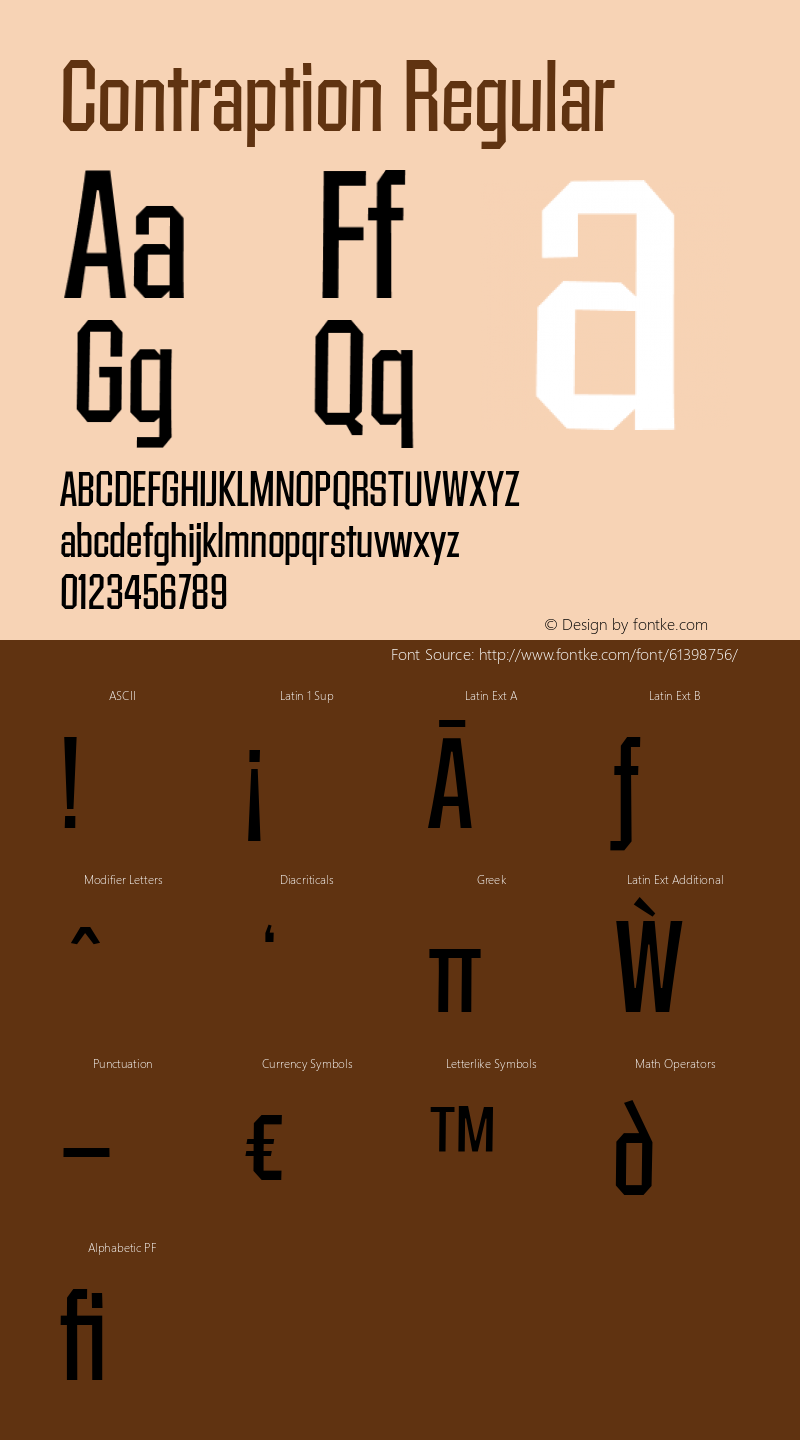 Contraption Regular Version 1.001 2015 Font Sample