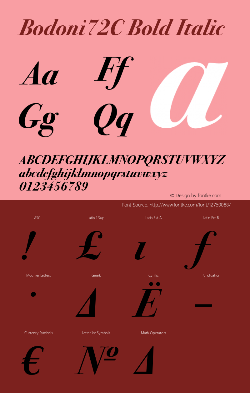 Bodoni72C Bold Italic OTF 1.0;PS 001.000;Core 116;AOCW 1.0 161 Font Sample