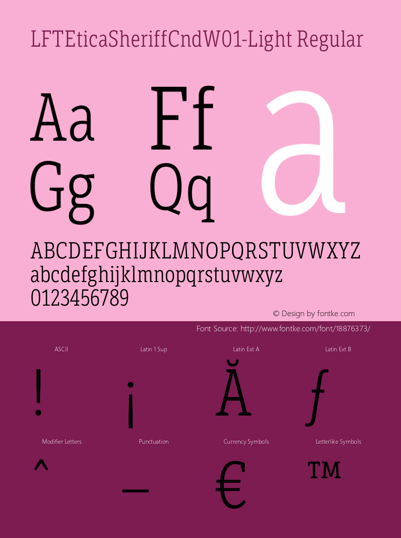 LFTEticaSheriffCndW01-Light Regular Version 1.20 Font Sample