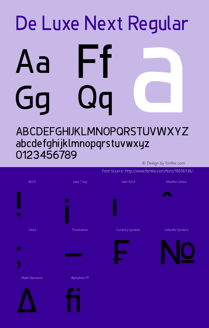 De Luxe Next Regular Version 2.0 Font Sample