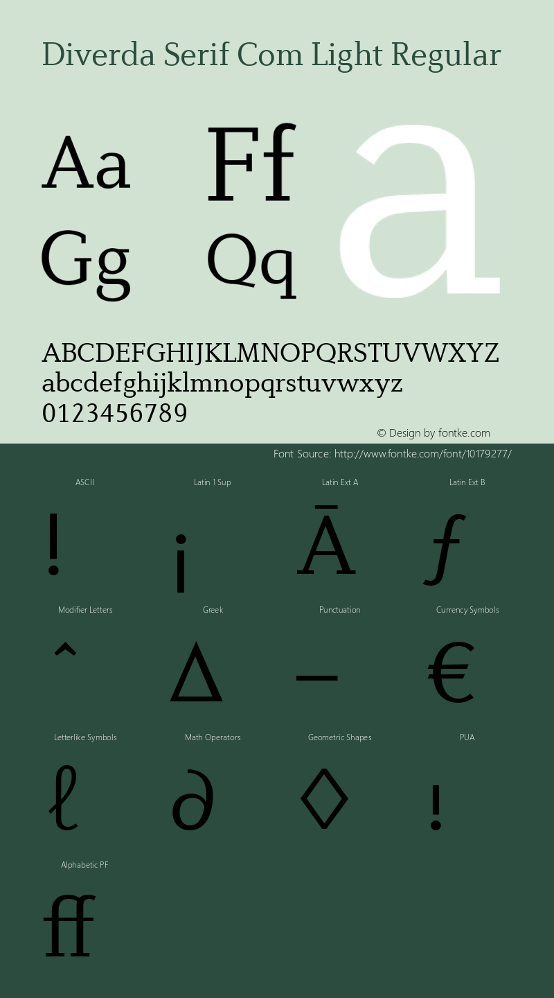 Diverda Serif Com Light Regular Version 1.10; 2006 Font Sample