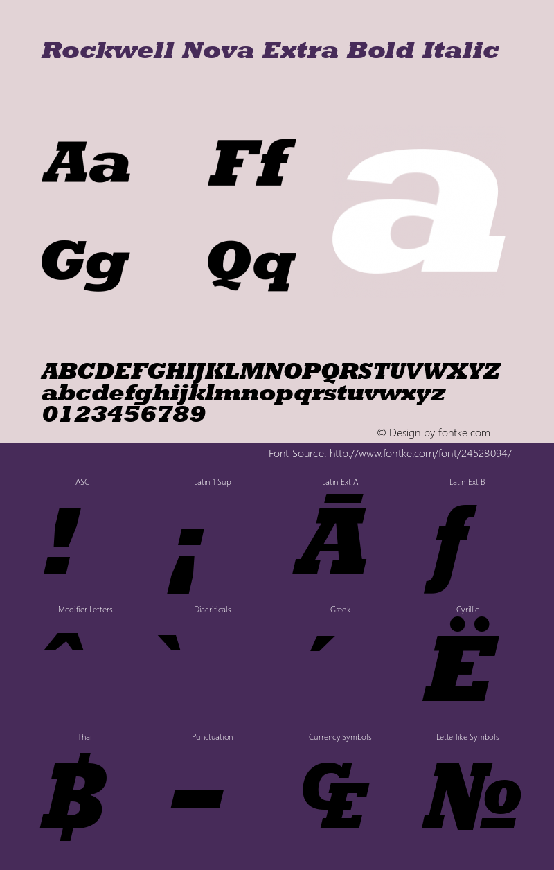 Rockwell Nova Extra Bold Italic Version 1.01 Font Sample