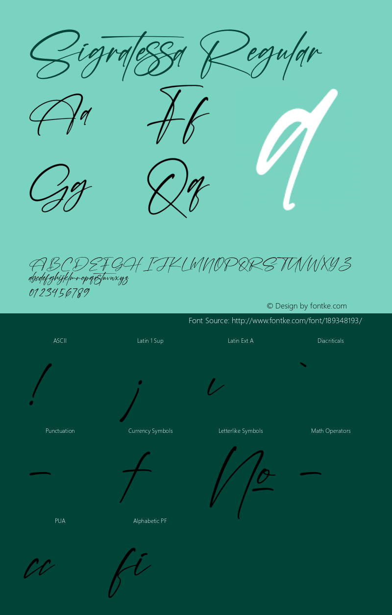 Sigratessa Version 1.00;December 7, 2021;FontCreator 13.0.0.2683 64-bit图片样张