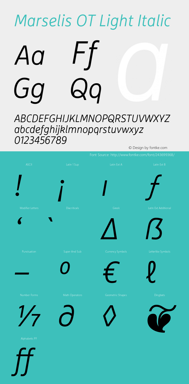 Marselis OT Light Italic Version 7.600, build 1028, FoPs, FL 5.04图片样张