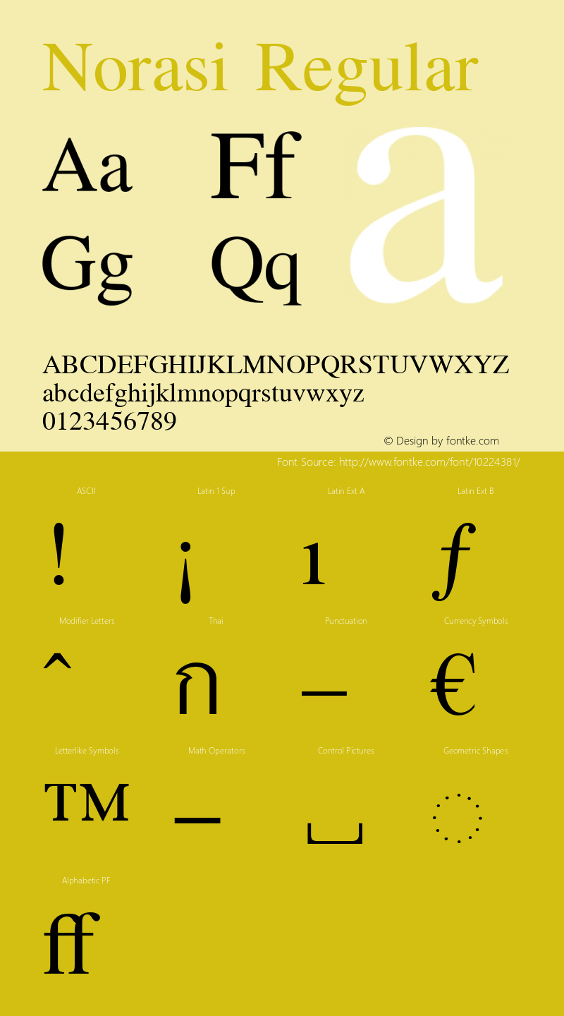 Norasi Regular Version 004.009: 2008-05-16 Font Sample