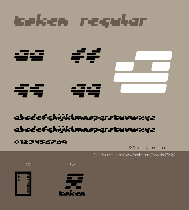 Token Regular 1999; 1.1 Font Sample