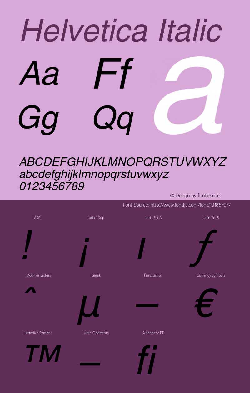 Helvetica Italic OTF 1.0;PS 003.000;Core 1.0.22 Font Sample