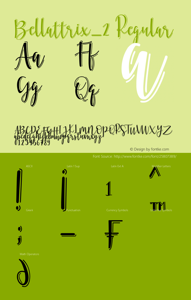 Bellattrix_2 Version 1.00;April 26, 2018;FontCreator 11.5.0.2422 64-bit Font Sample