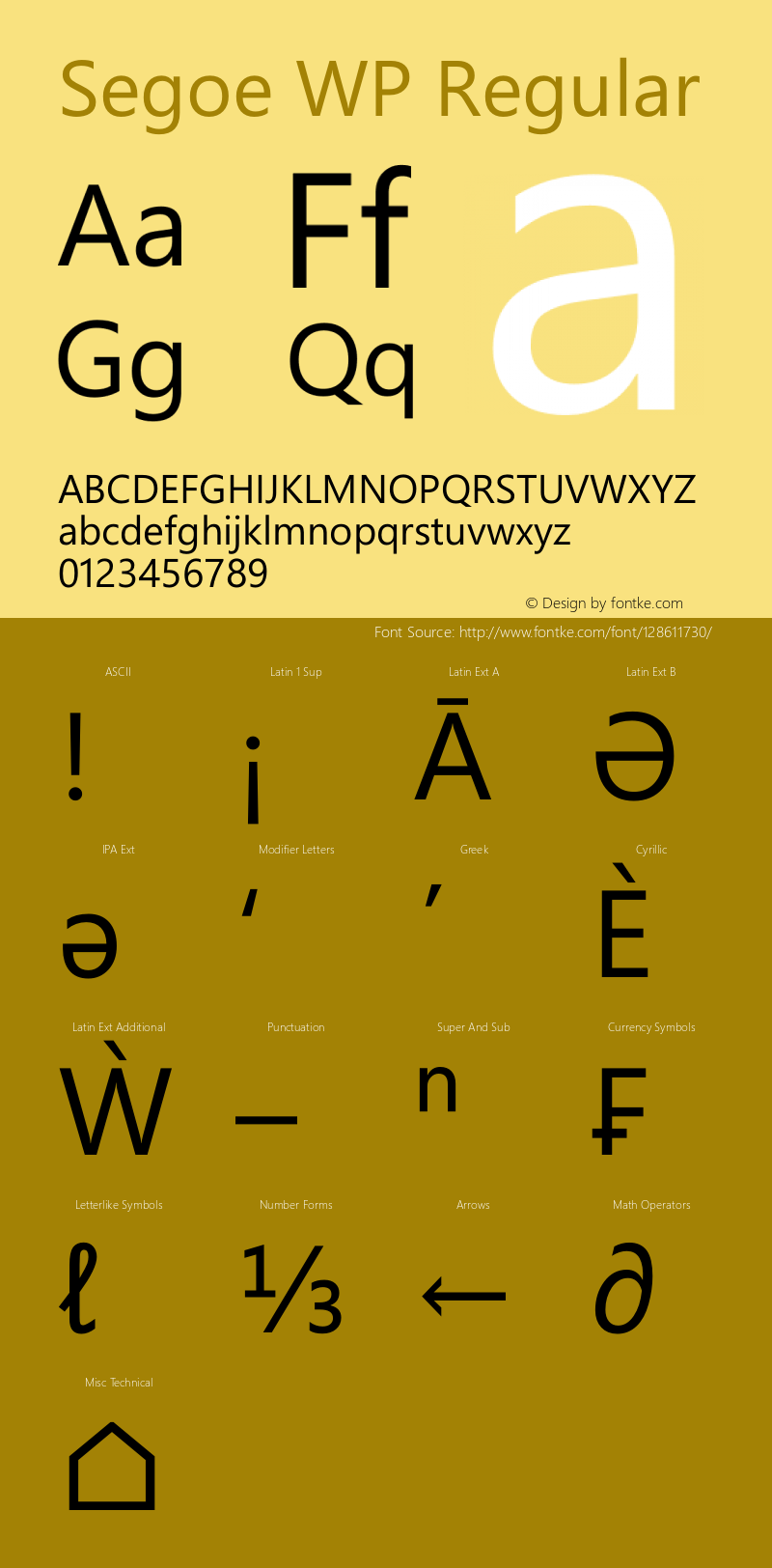 Segoe WP Version 1.01 Font Sample