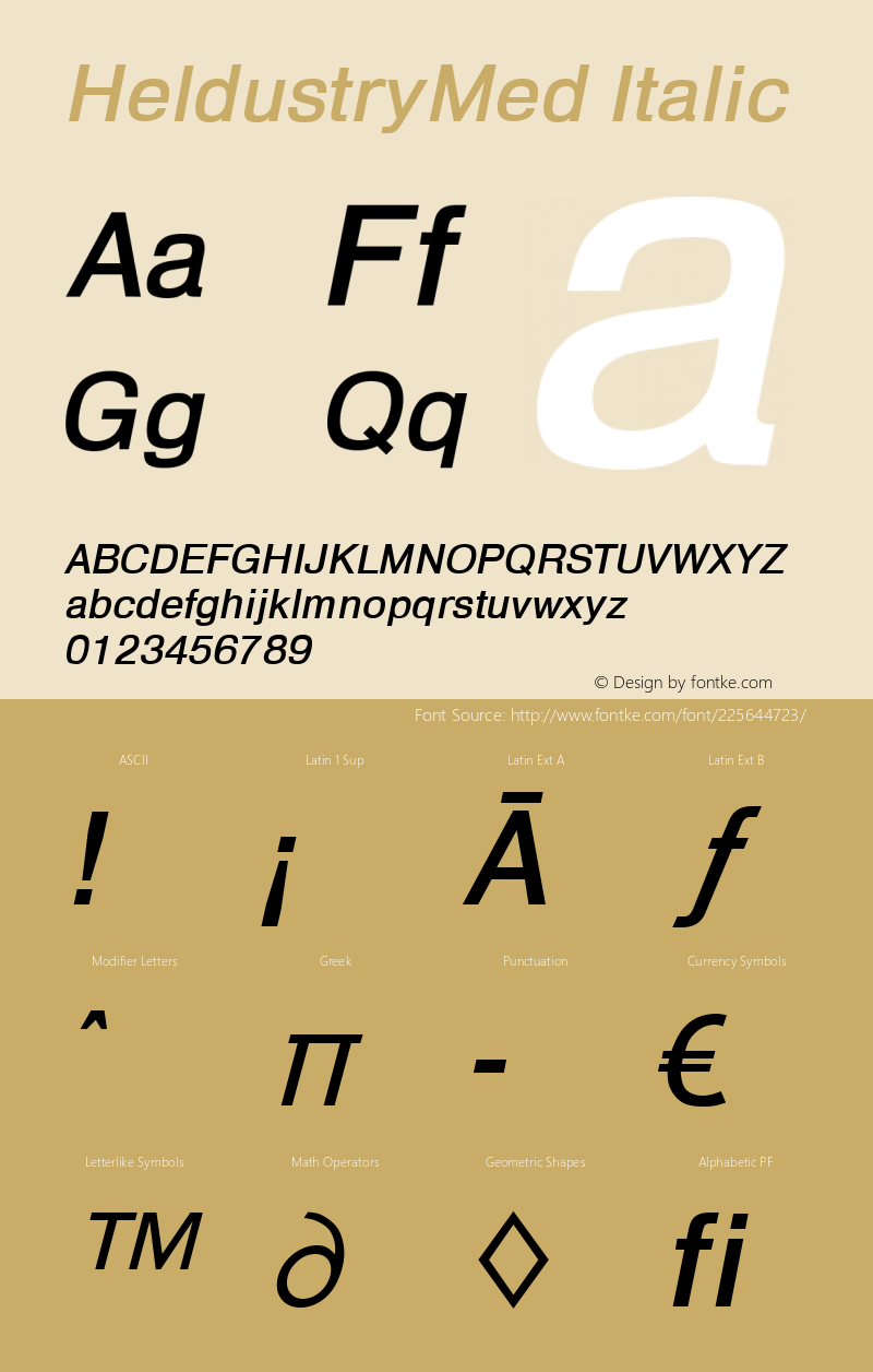 HeldustryMed Italic Version 1.00图片样张