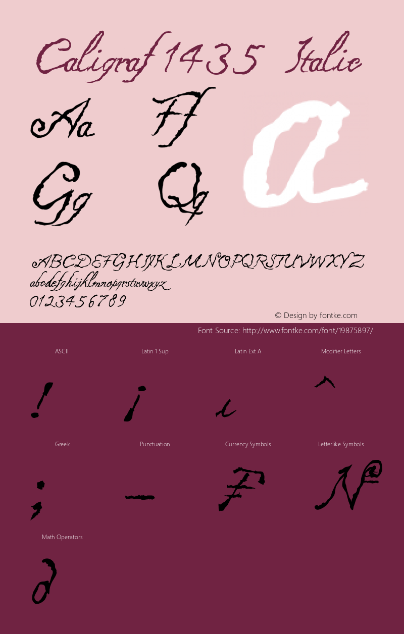 Caligraf 1435 Italic Version 1.00 October 28, 2015, initial release Font Sample