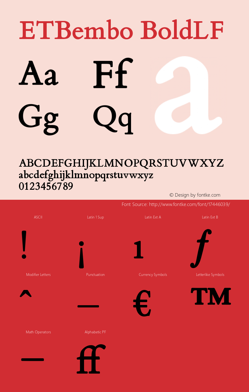 ETBembo BoldLF Version 001.001 Font Sample