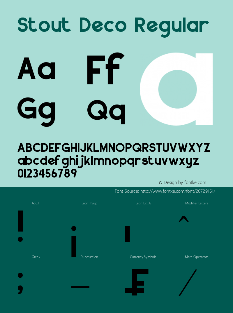 Stout Deco Version 1.00 July 23, 2015, initial release Font Sample