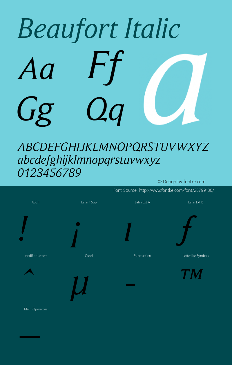 Beaufort-Italic Version 2.02 Font Sample