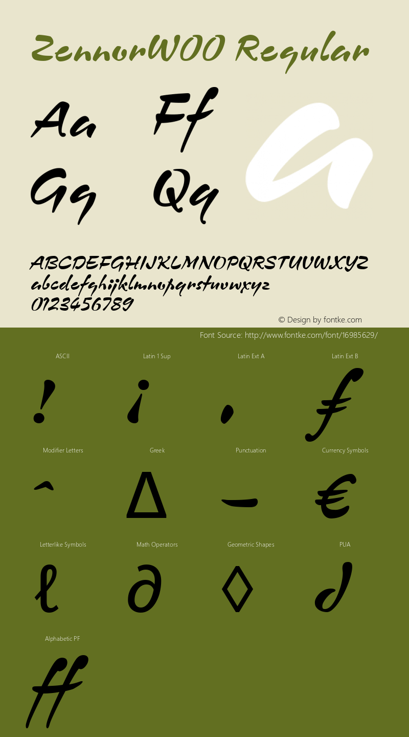 ZennorW00 Regular Version 1.00 Font Sample