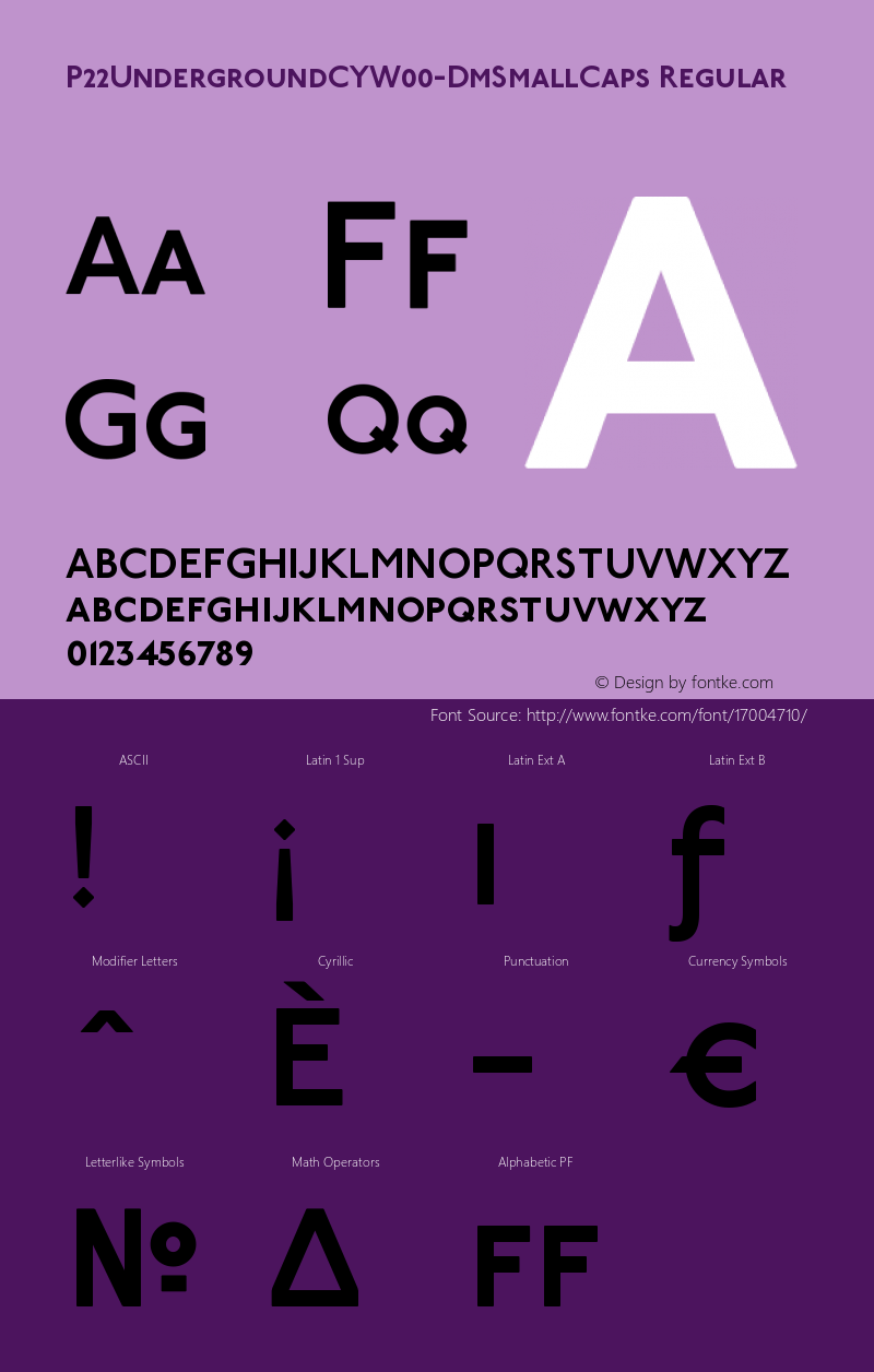 P22UndergroundCYW00-DmSmallCaps Regular Version 3.00 Font Sample