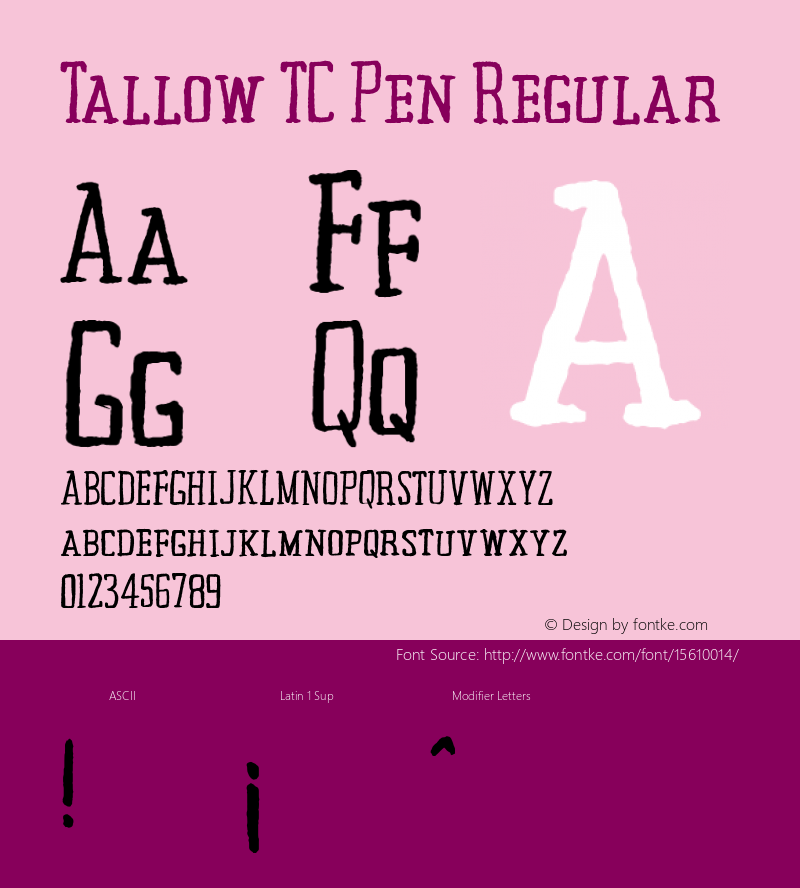 Tallow TC Pen Regular Unknown Font Sample