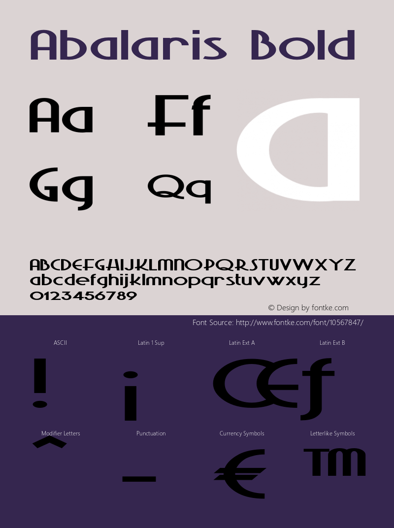 Abalaris Bold Version 1.000 Font Sample