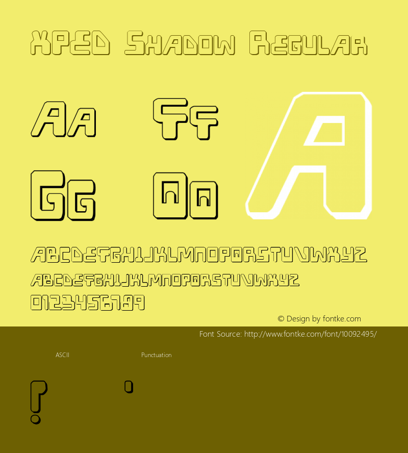 XPED Shadow Regular 1 Font Sample