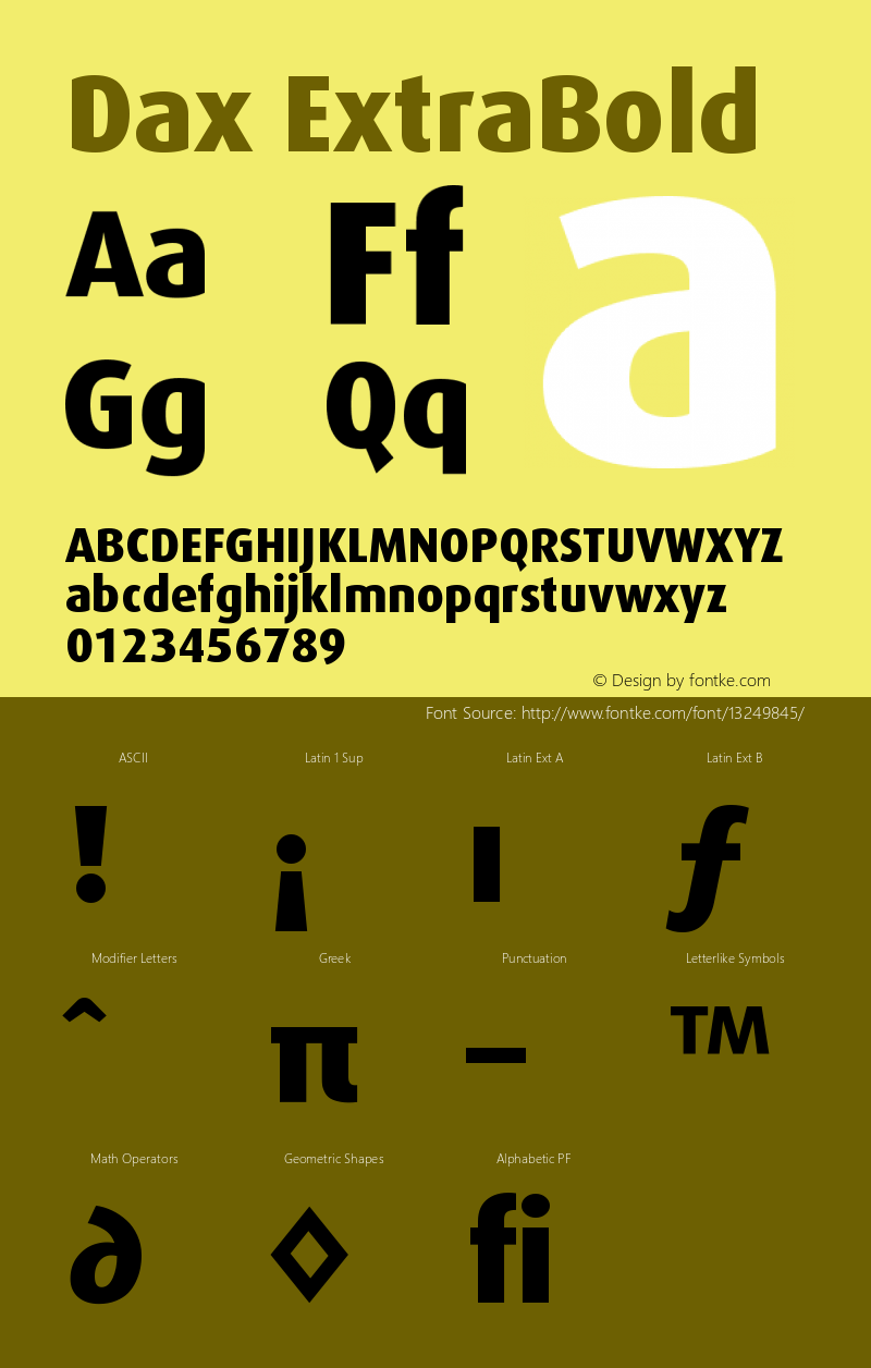 Dax ExtraBold Version 001.000 Font Sample