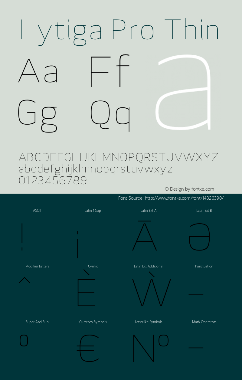 Lytiga Pro Thin Version 1.000; Fonts for Free; vk.com/fontsforfree Font Sample