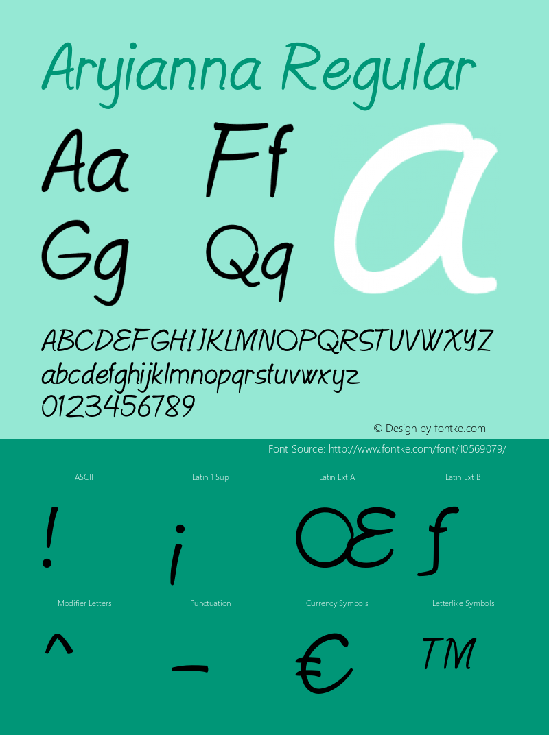 Aryianna Regular Version 1.500 Font Sample