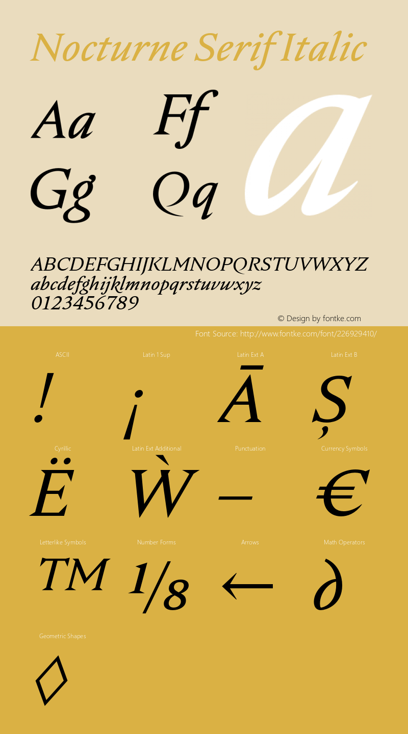 Nocturne Serif Italic Version 1.000;PS 001.000;hotconv 1.0.88;makeotf.lib2.5.64775图片样张